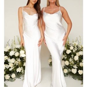 Prettylavish white satin dress size 4 never altered